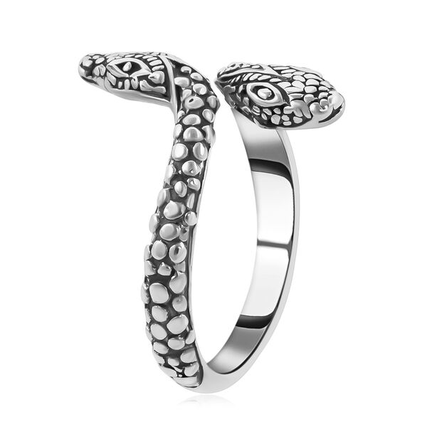 TJC Royal Bali Handmade Artisan Crafted Sterling Silver Snake Bypass Ring